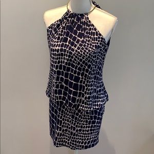 Navy and White Giraffe Print Dress